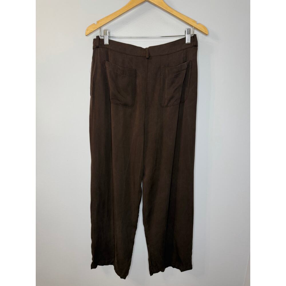 NA NIN Winnie Tencel Pleated Pant High Rise Relax Cocoa Brown Women's L - Picture 9 of 11